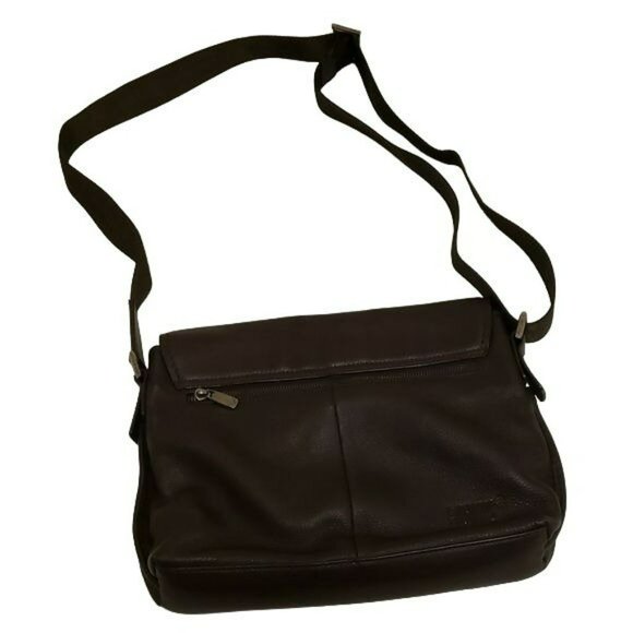 Mont Blanc Messenger Crossbody Bag Shoulderbag Purse Laptop Bag Leather Brown - Picture 2 of 14